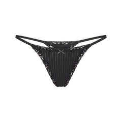 LIGHTWEIGHT COTTON POINTELLE LACE STRING THONG | SOOT TONAL