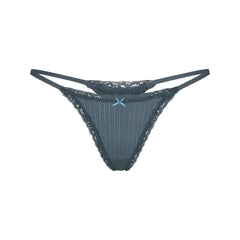 LIGHTWEIGHT COTTON POINTELLE LACE STRING THONG | ZIRCON TONAL