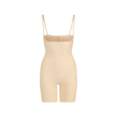 SKIMS BODY CORE SCULPT OPEN BUST MID THIGH BODYSUIT | SAND