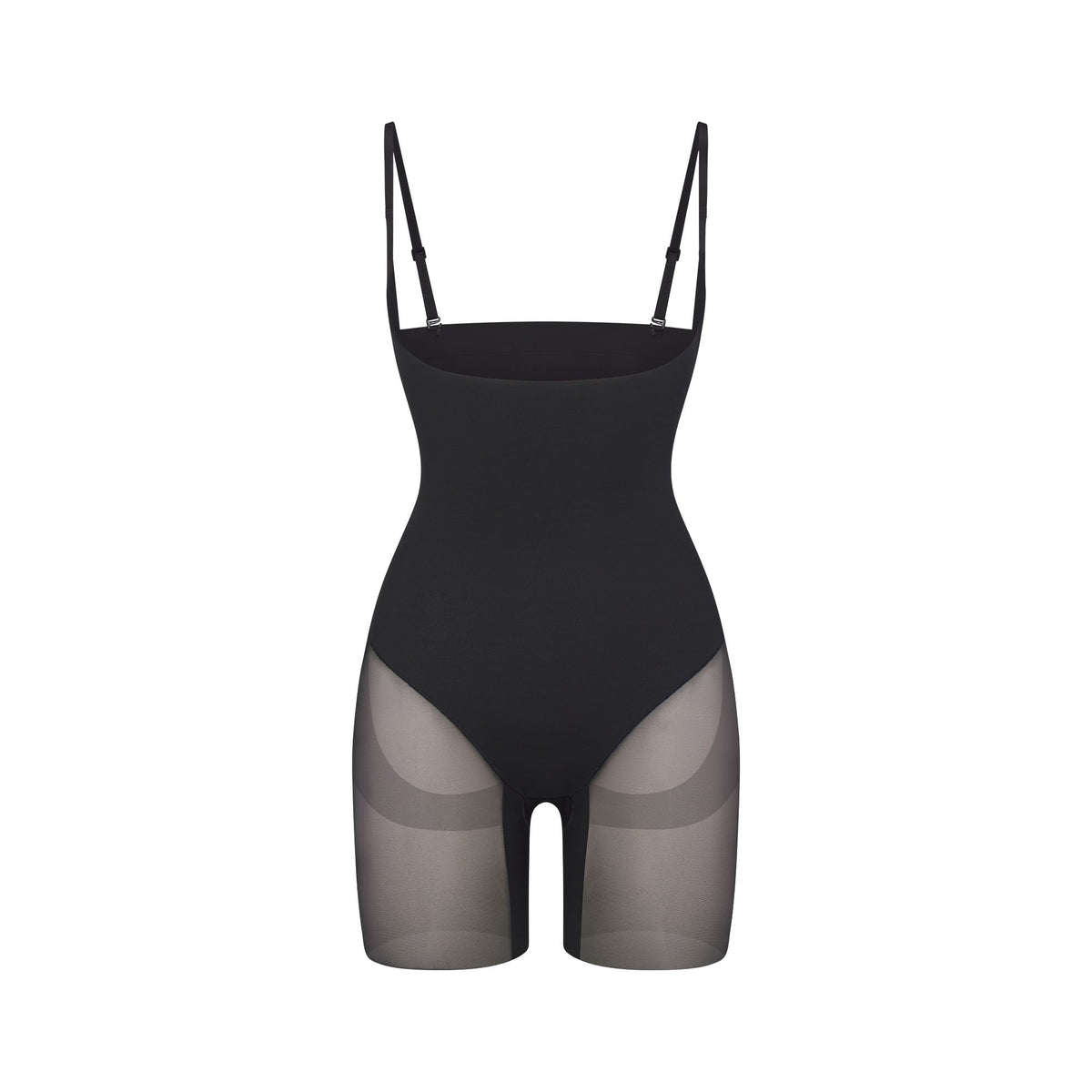 POWER MESH SHAPEWEAR CORE SCULPT OPEN BUST MID THIGH BODYSUIT | ONYX