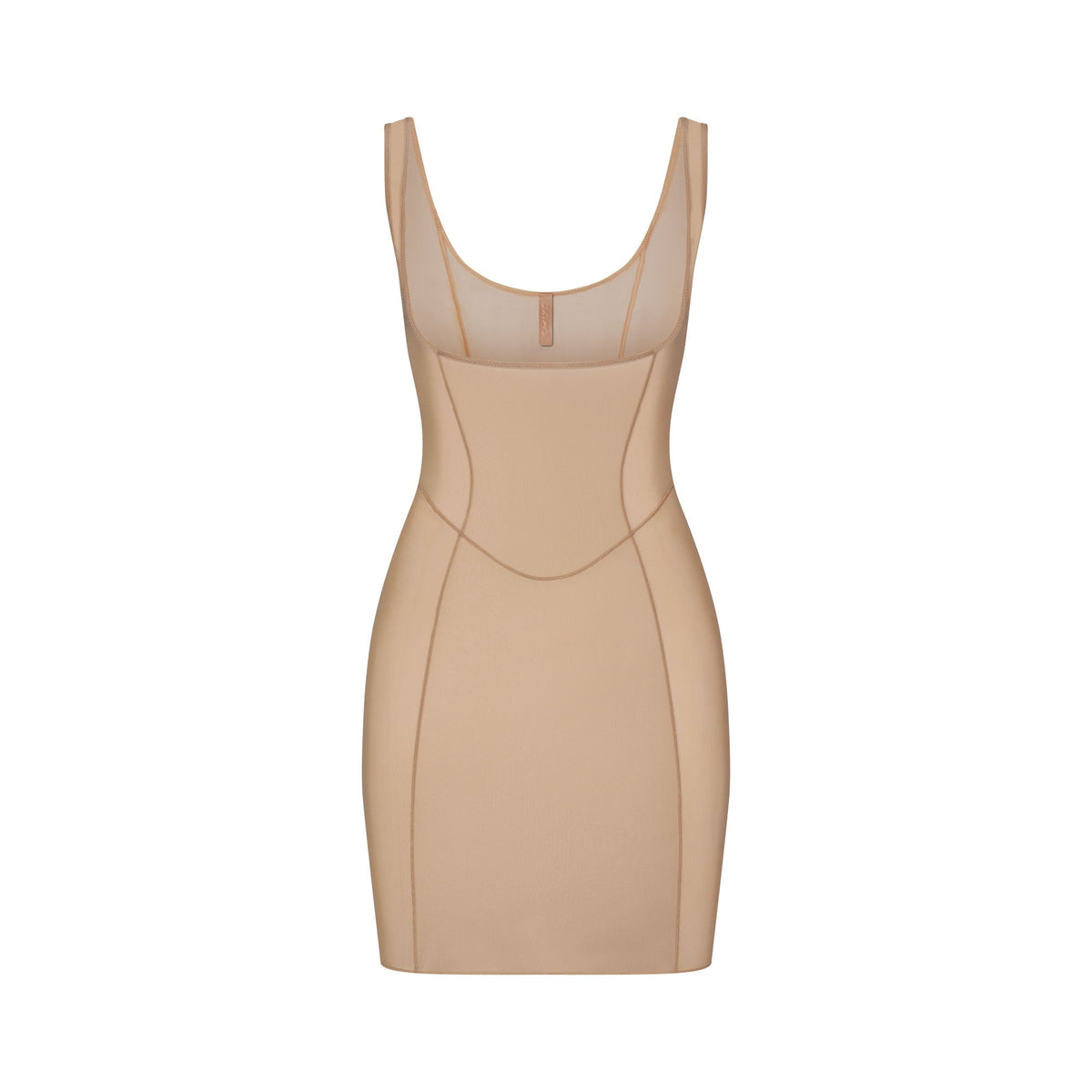 POWER MESH SHAPEWEAR OPEN BUST SLIP DRESS | CLAY