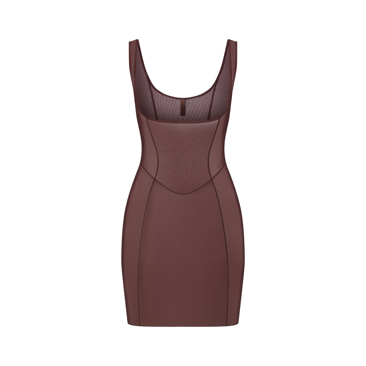 POWER MESH SHAPEWEAR OPEN BUST SLIP DRESS | COCOA