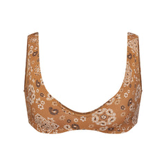 SIGNATURE SWIM PLUNGE BIKINI TOP | ALMOND BANDANA