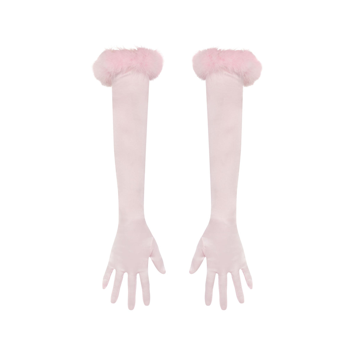 SILK FEATHER TRIM GLOVES | CHERRY BLOSSOM