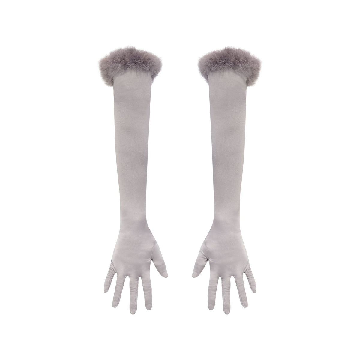 SILK FEATHER TRIM GLOVES | MIRROR