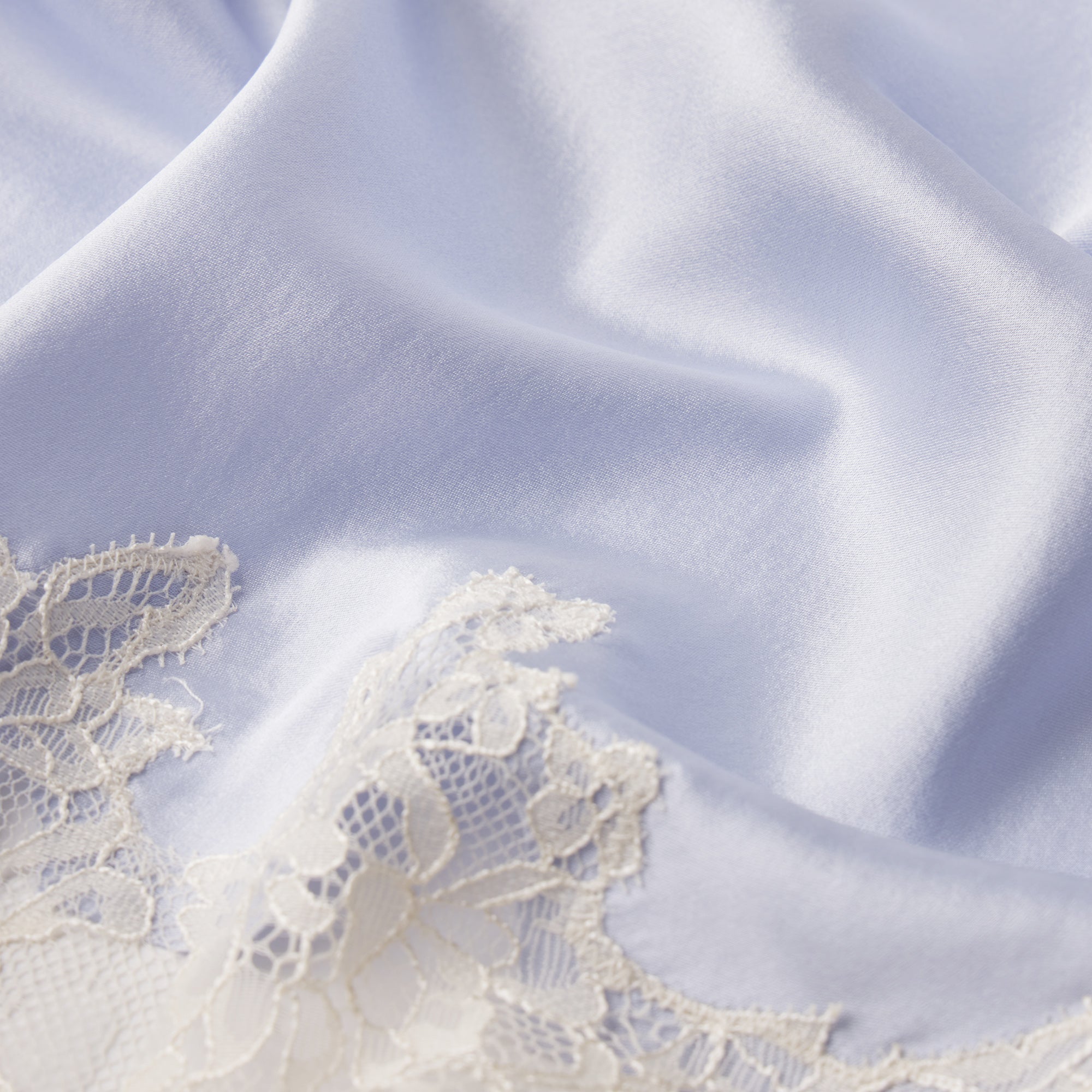 SILK LACE GARTER CAMI AND SHORT SET | PERIWINKLE CONTRAST