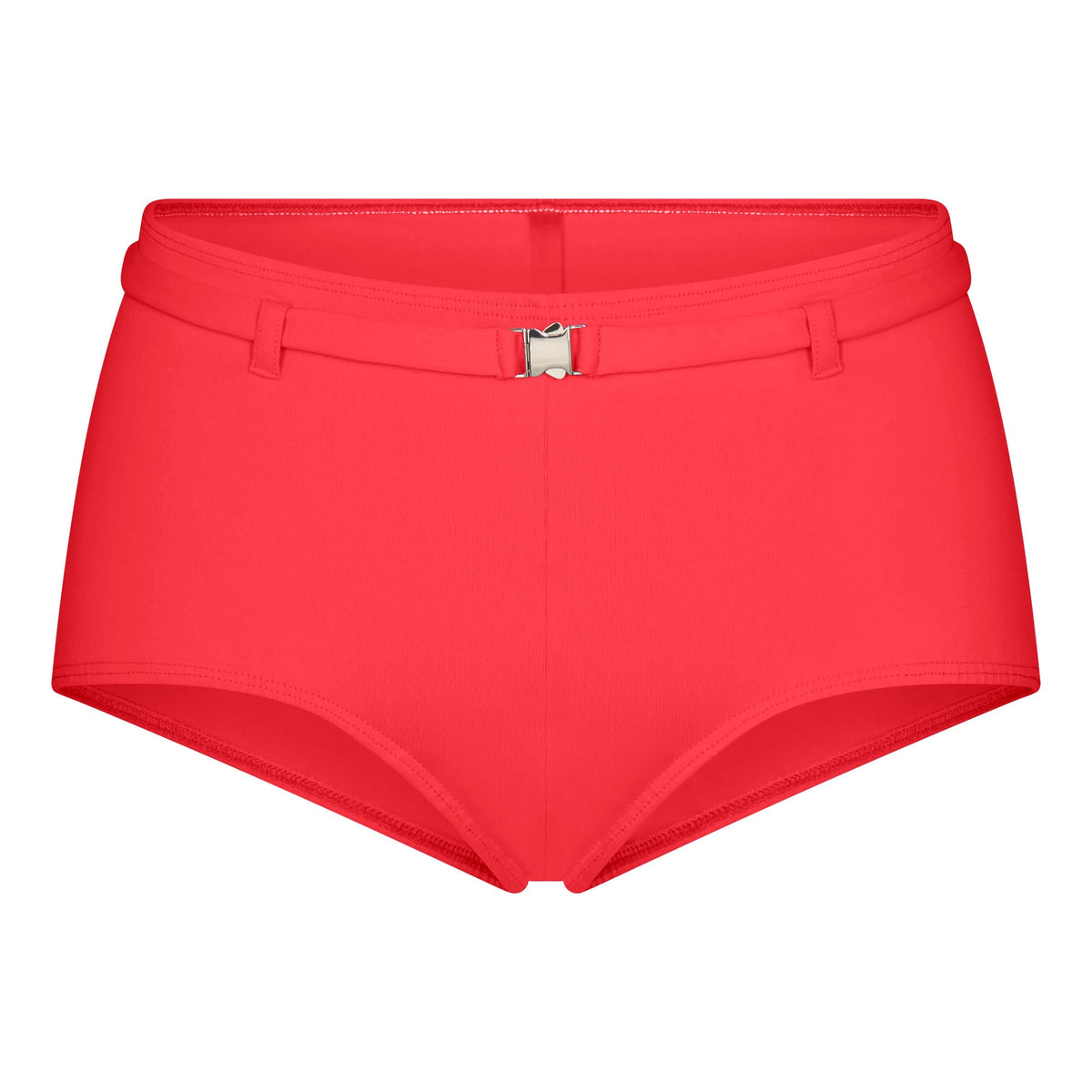 ICONIC SWIM BELTED BOY SHORT BIKINI BOTTOM | CARMINE