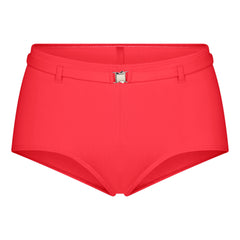 ICONIC SWIM BELTED BOY SHORT BIKINI BOTTOM | CARMINE