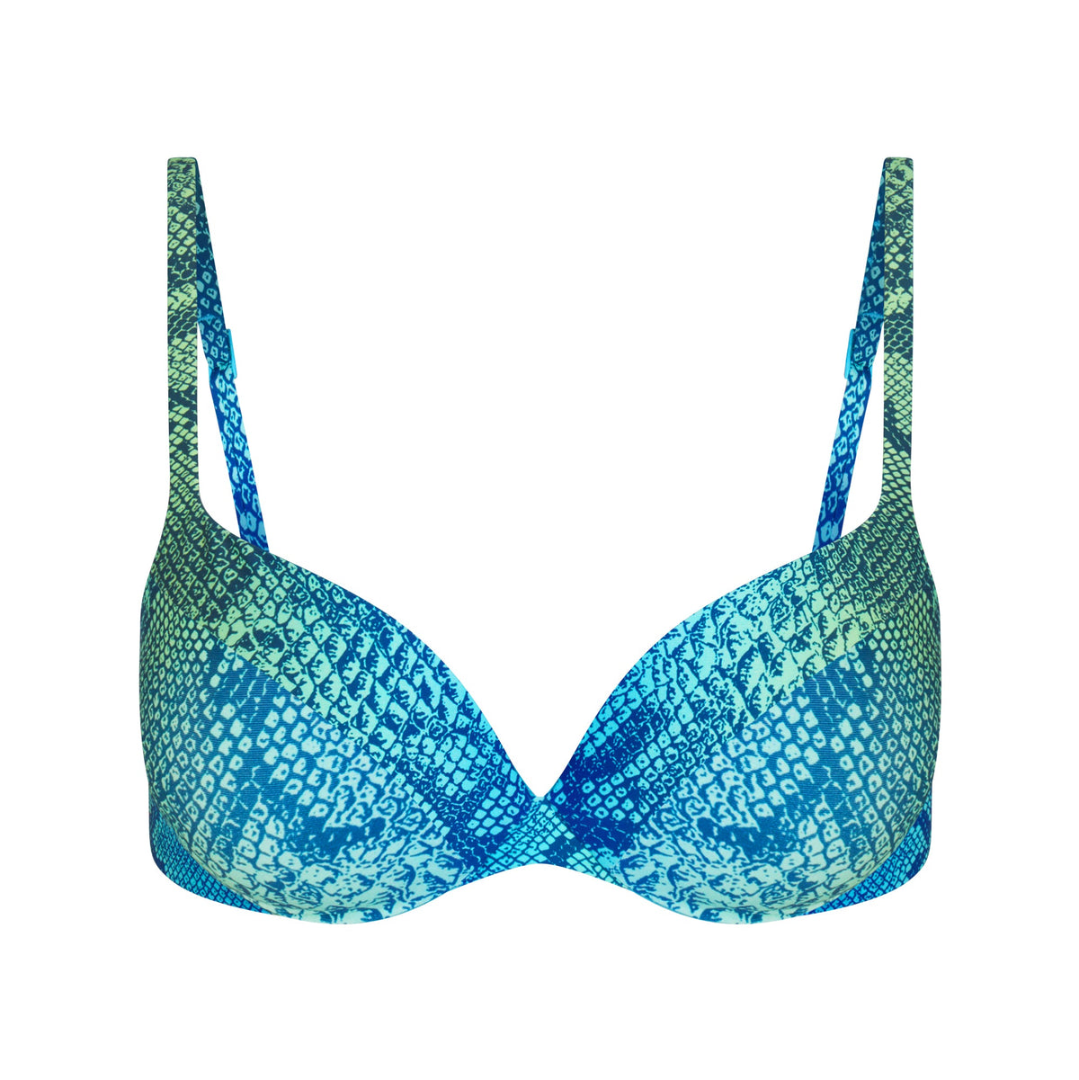SIGNATURE SWIM ULTIMATE PUSH-UP TIE BACK BIKINI TOP | AQUA OMBRE SNAKE