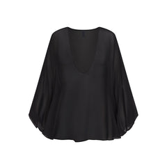 SWIM COVER-UPS SHEER MINI KAFTAN | OBSIDIAN
