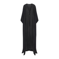 SWIM COVER-UPS SHEER LONG KAFTAN | OBSIDIAN