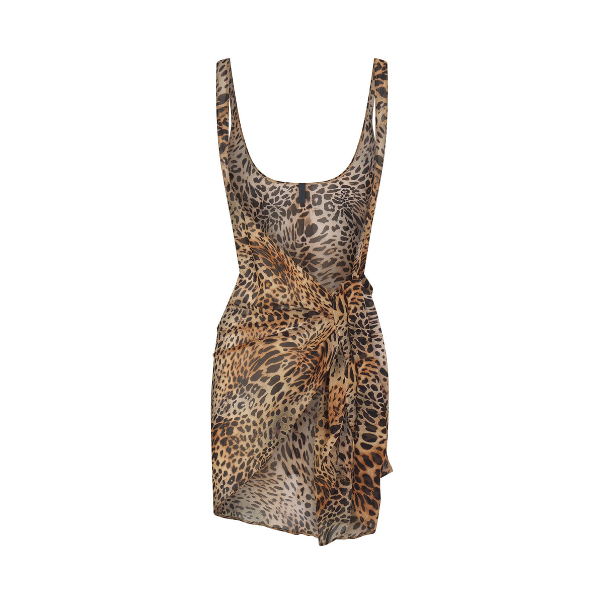 SWIM COVER-UPS SHEER OPEN FRONT SARONG | CHEETAH SKIN PRINT