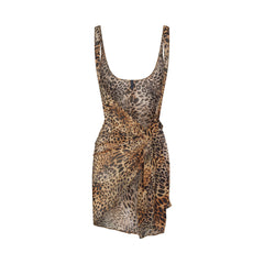 SWIM COVER-UPS SHEER OPEN FRONT SARONG | CHEETAH SKIN PRINT