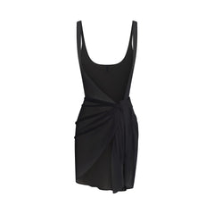 SWIM COVER-UPS SHEER OPEN FRONT SARONG | OBSIDIAN