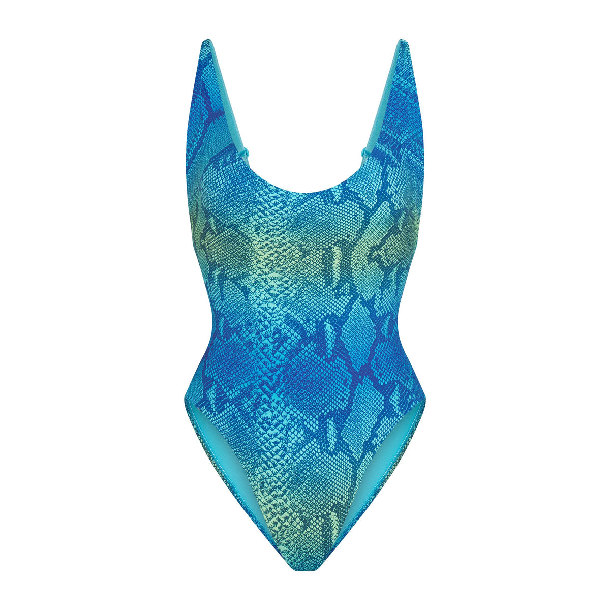 SIGNATURE SWIM SCOOP NECK ONE PIECE | AQUA OMBRE SNAKE