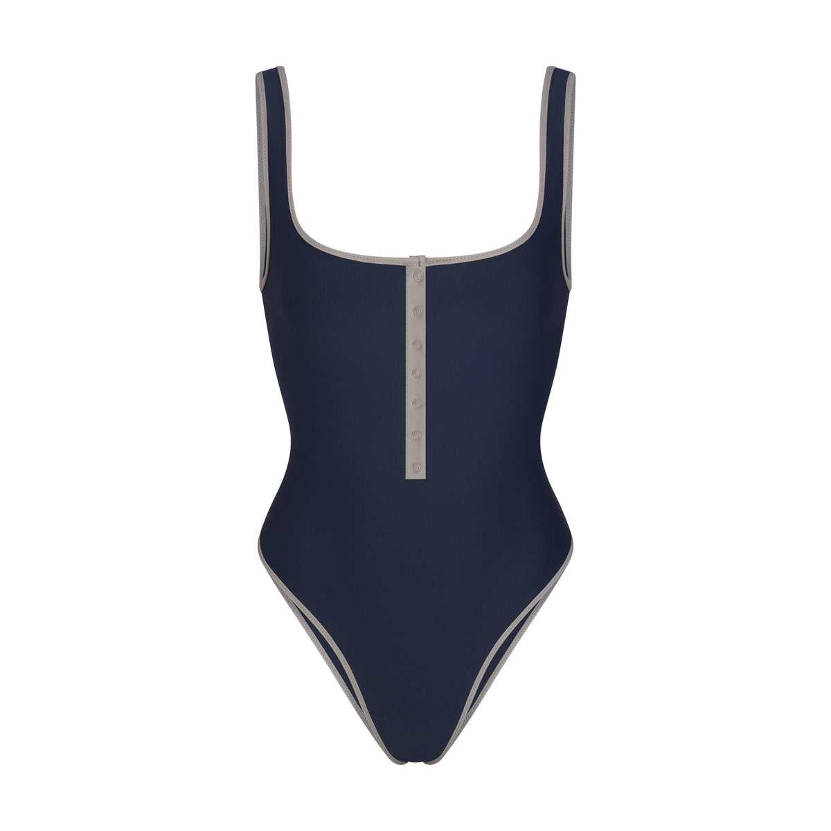SIGNATURE SWIM SNAP FRONT ONE PIECE | NAVY CONTRAST