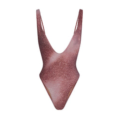 SIGNATURE SWIM PLUNGE ONE PIECE | HENNA FK OMBRE PRINT