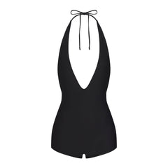 SIGNATURE SWIM PLUNGE SHORTIE ONE PIECE | ONYX