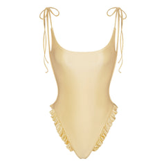 SATIN SWIM LOW BACK ONE PIECE | MARZIPAN