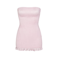 SATIN SWIM SMOCKED MINI DRESS | CHERRY BLOSSOM