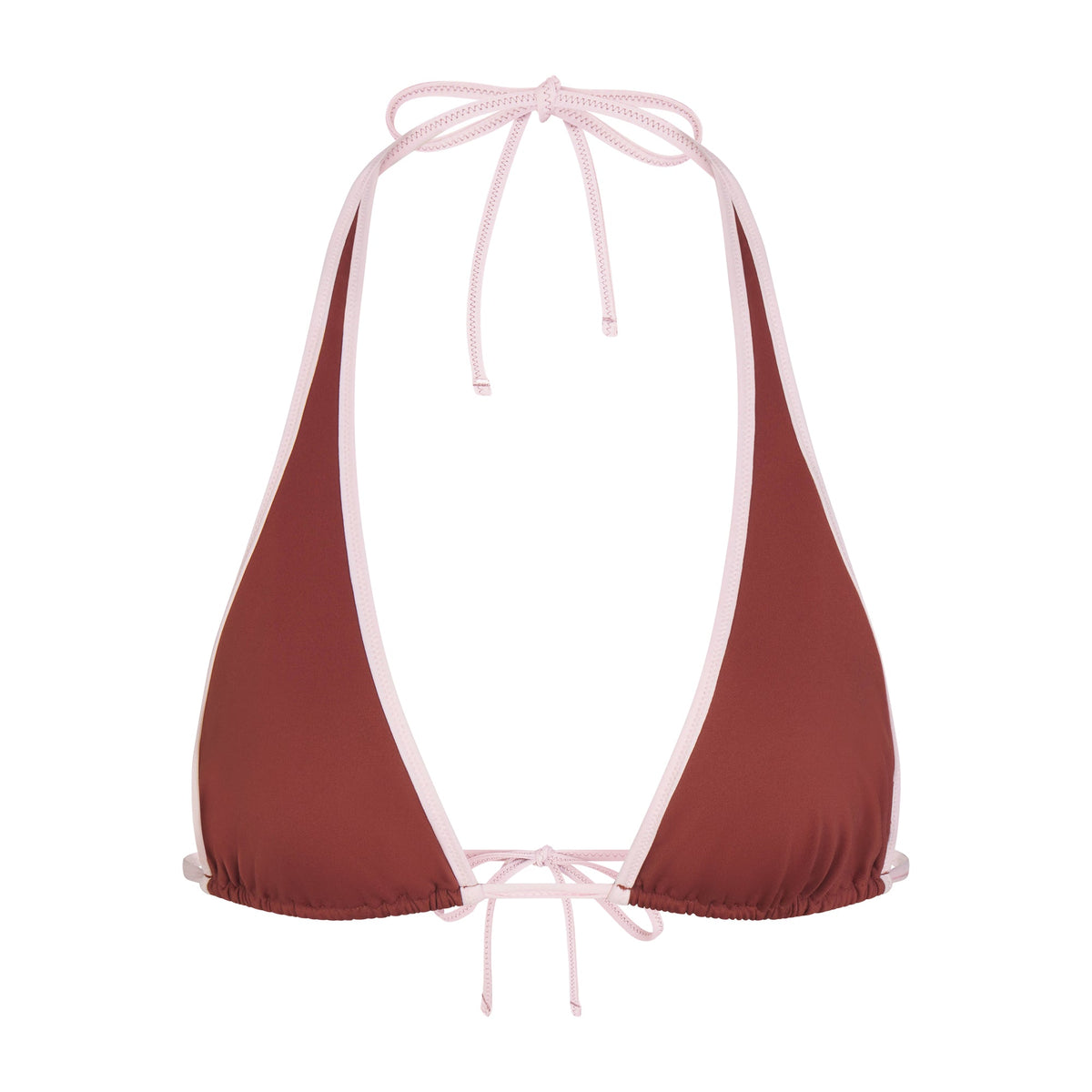 SIGNATURE SWIM HALTER PLUNGE BIKINI TOP | HENNA CONTRAST