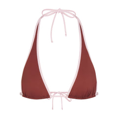 SIGNATURE SWIM HALTER PLUNGE BIKINI TOP | HENNA CONTRAST