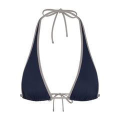 SIGNATURE SWIM HALTER PLUNGE BIKINI TOP | NAVY CONTRAST