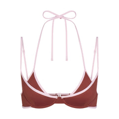 SIGNATURE SWIM LAYERED PLUNGE BIKINI TOP | HENNA CONTRAST