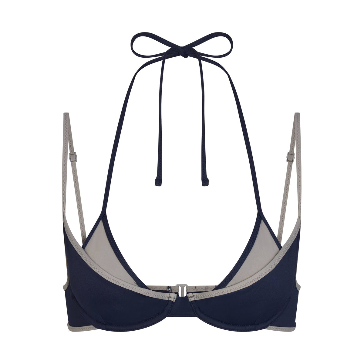 SIGNATURE SWIM LAYERED PLUNGE BIKINI TOP | NAVY CONTRAST