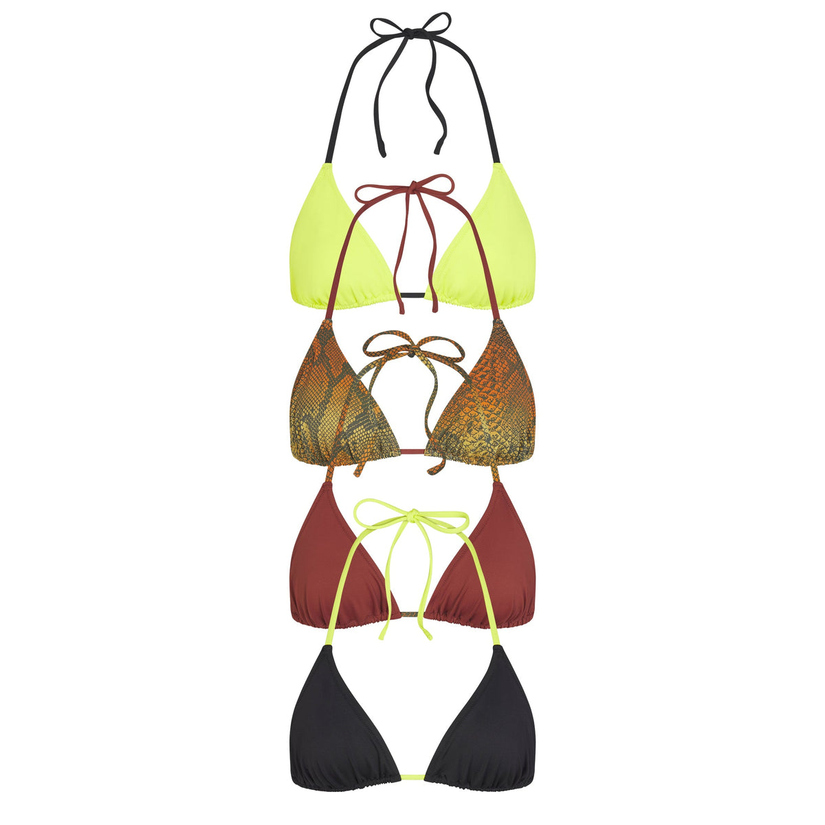SIGNATURE SWIM TRIANGLE BIKINI TOP 4-PACK | OMBRE SNAKE MULTI