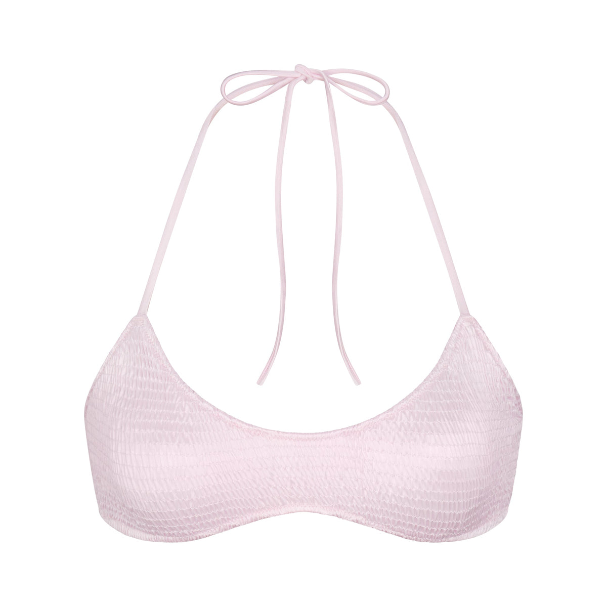 SATIN SWIM SMOCKED SCOOP BIKINI TOP | CHERRY BLOSSOM