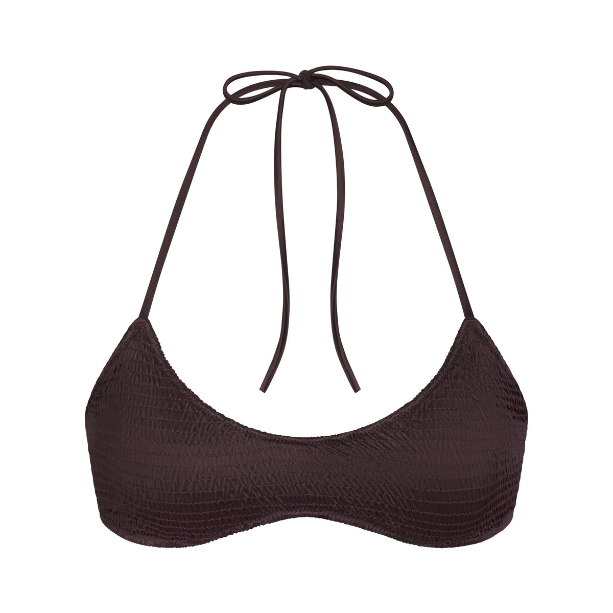 SATIN SWIM SMOCKED SCOOP BIKINI TOP | PHOENIX