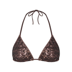 ICONIC SWIM SEQUIN TRIANGLE BIKINI TOP | ESPRESSO