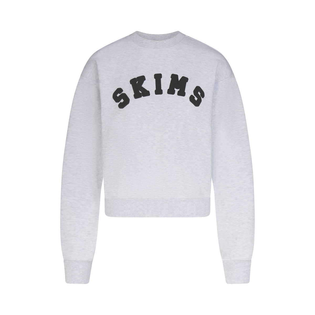COTTON FLEECE LOGO CLASSIC CREWNECK | ONYX ARCHED LOGO PATCH
