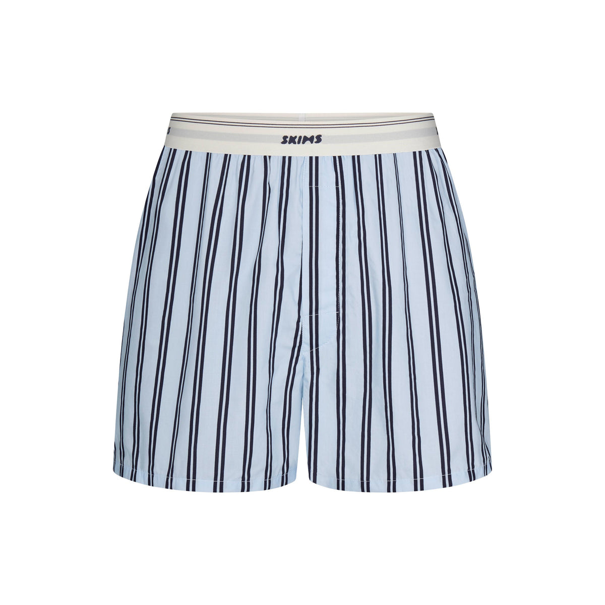 COTTON POPLIN MENS LOGO BAND BOXER | PERIWINKLE STRIPE