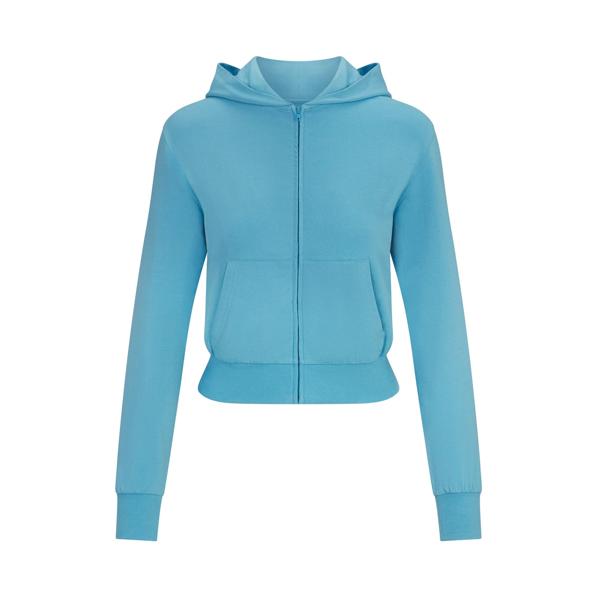 COTTON JERSEY ZIP UP HOODIE | WATER