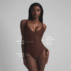 SKIMS BODY CORE SCULPT PLUNGE THONG BODYSUIT | SIENNA