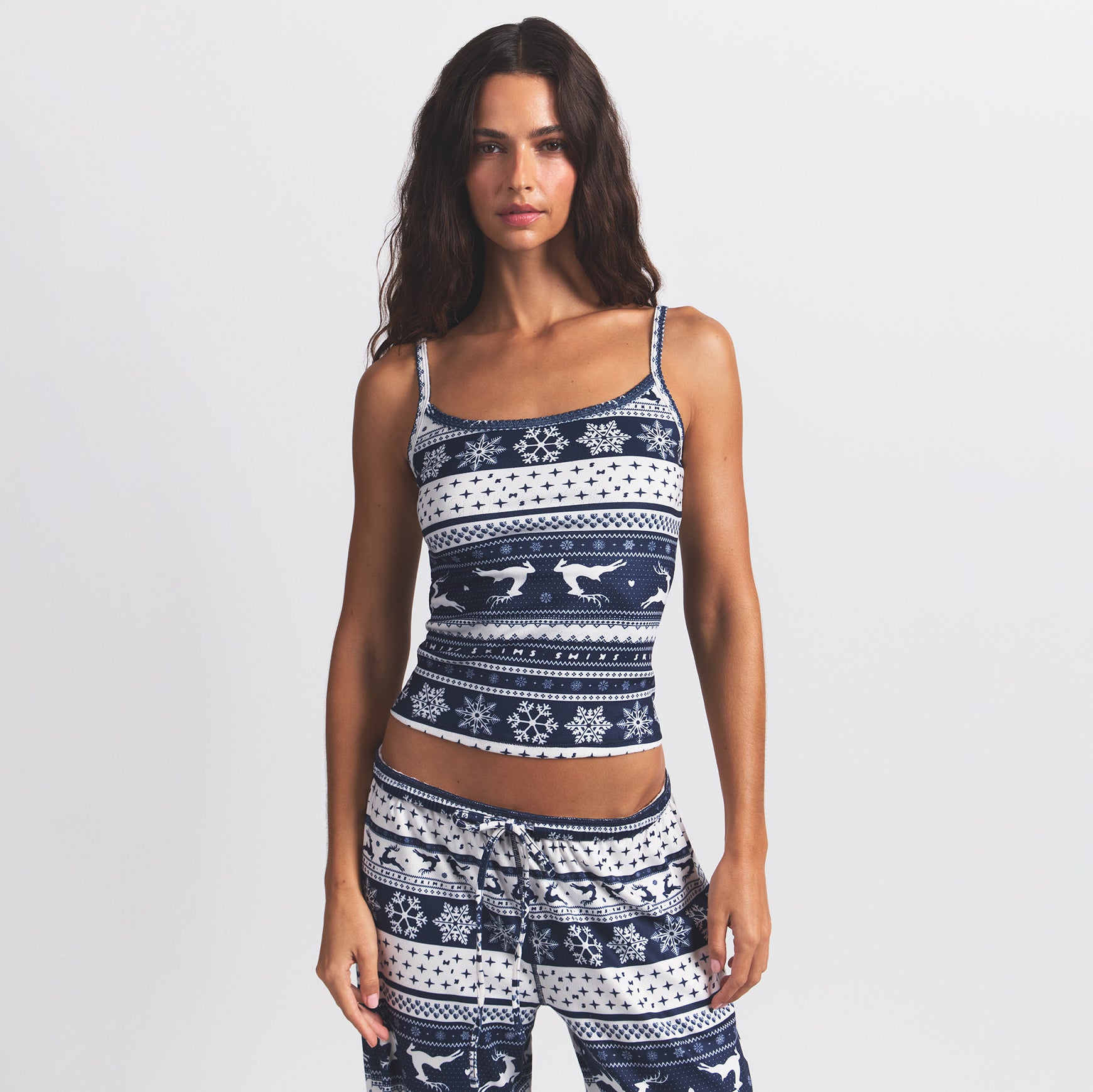 LOGO PLUSH POINTELLE CAMI | NAVY DEER FAIR ISLE