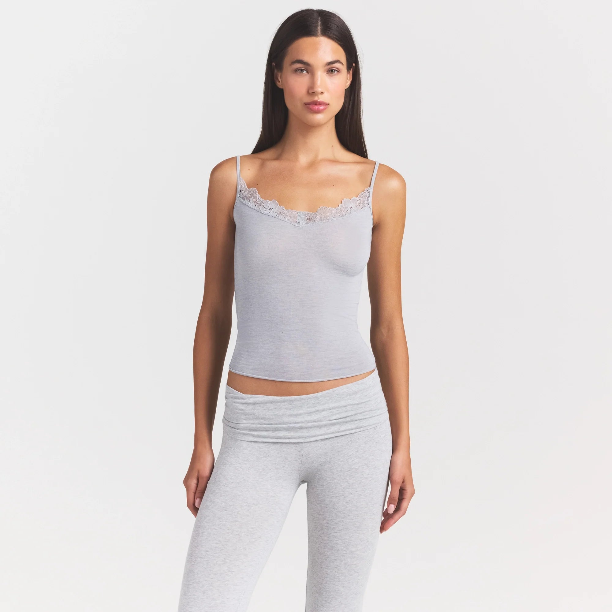 SHEER MODAL LACE CAMI | HEATHER GREY