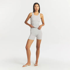 COTTON RIB SCOOP NECK TANK | LIGHT HEATHER GREY