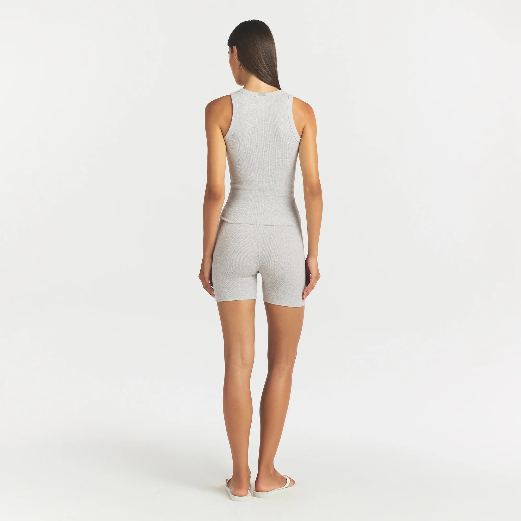 COTTON RIB SCOOP NECK TANK | LIGHT HEATHER GREY