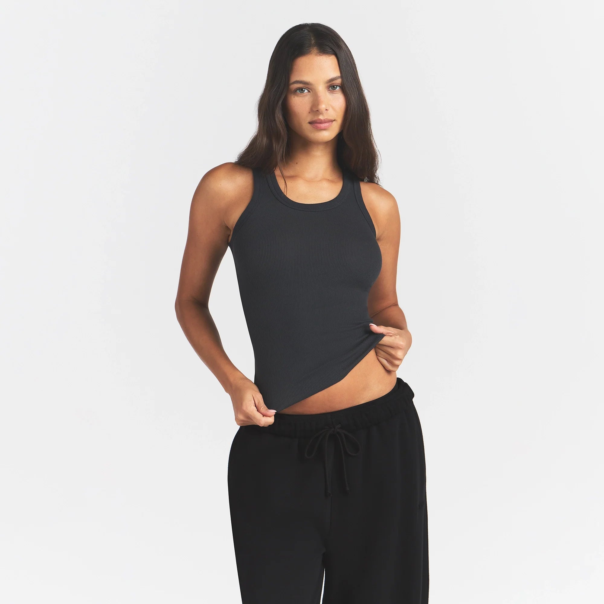COTTON RIB SCOOP NECK TANK | SOOT