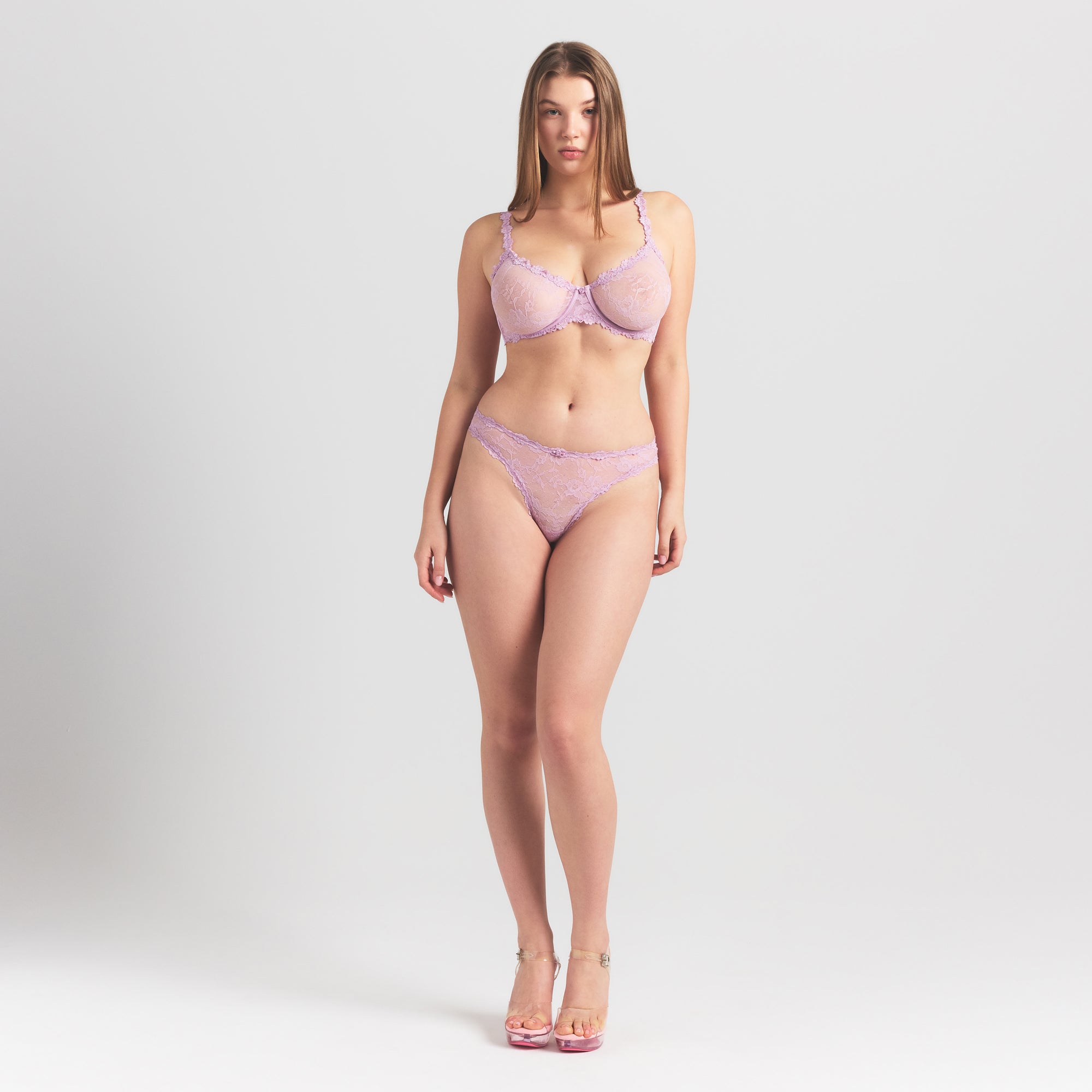 STRETCH LACE UNLINED DEMI BRA | BABY PINK