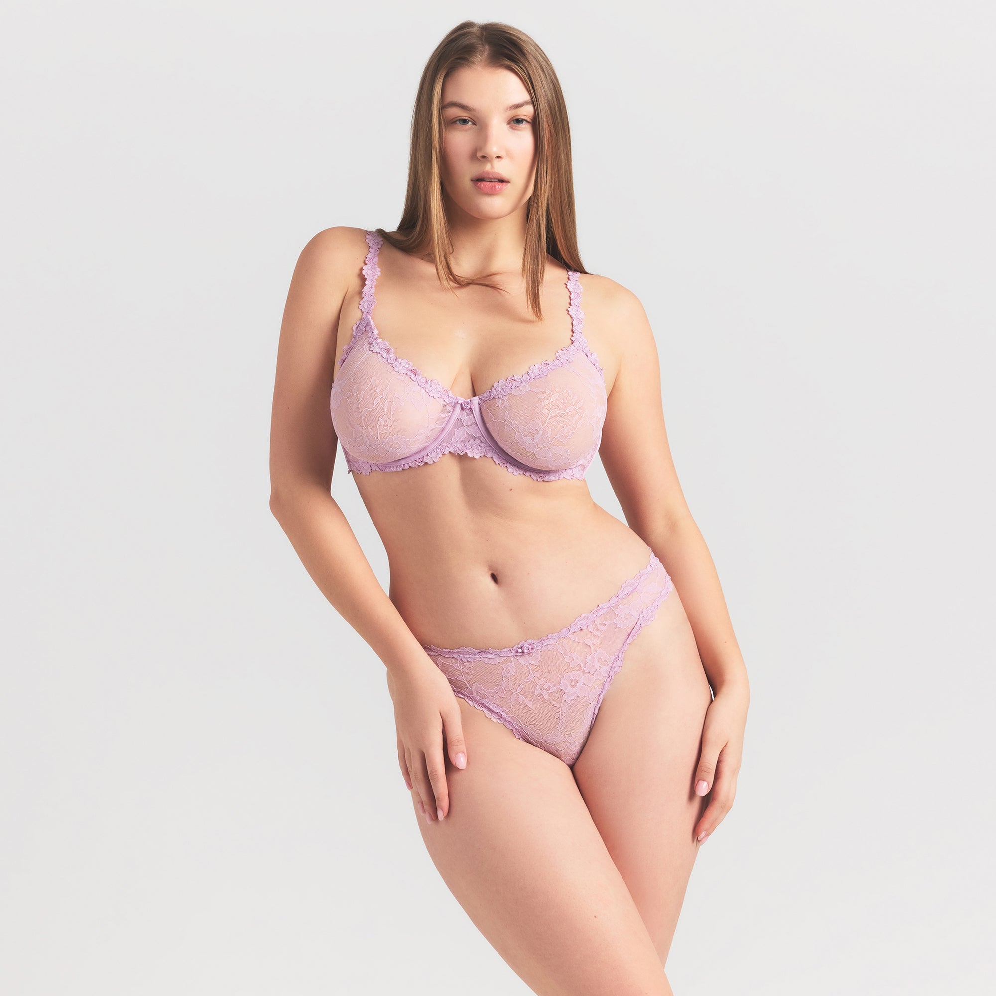 STRETCH LACE UNLINED DEMI BRA | BABY PINK