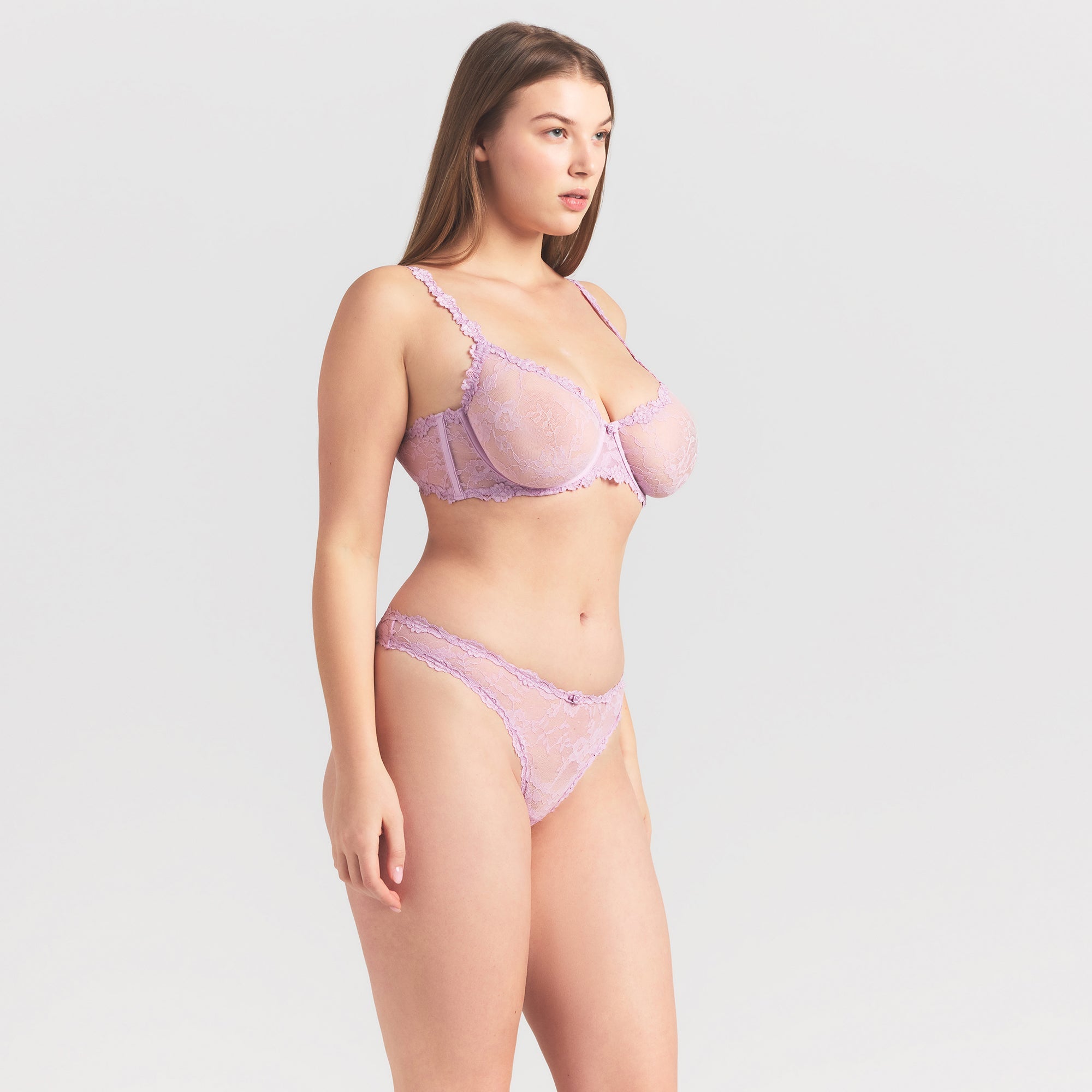 STRETCH LACE UNLINED DEMI BRA | BABY PINK