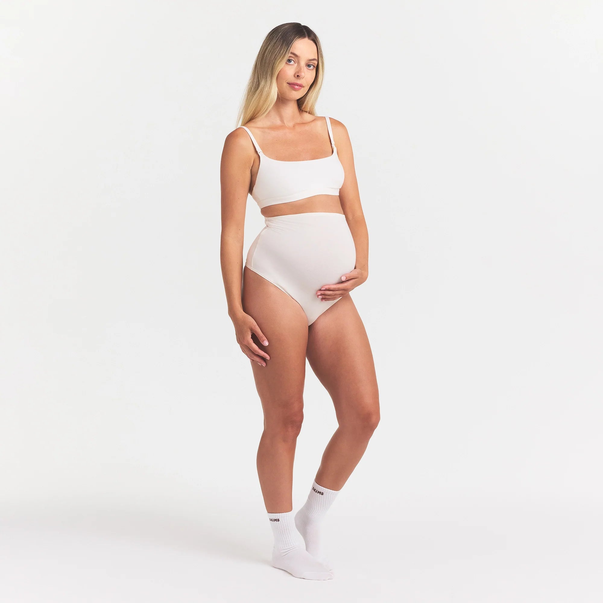 COTTON JERSEY MATERNITY NURSING SCOOP BRALETTE | MARBLE