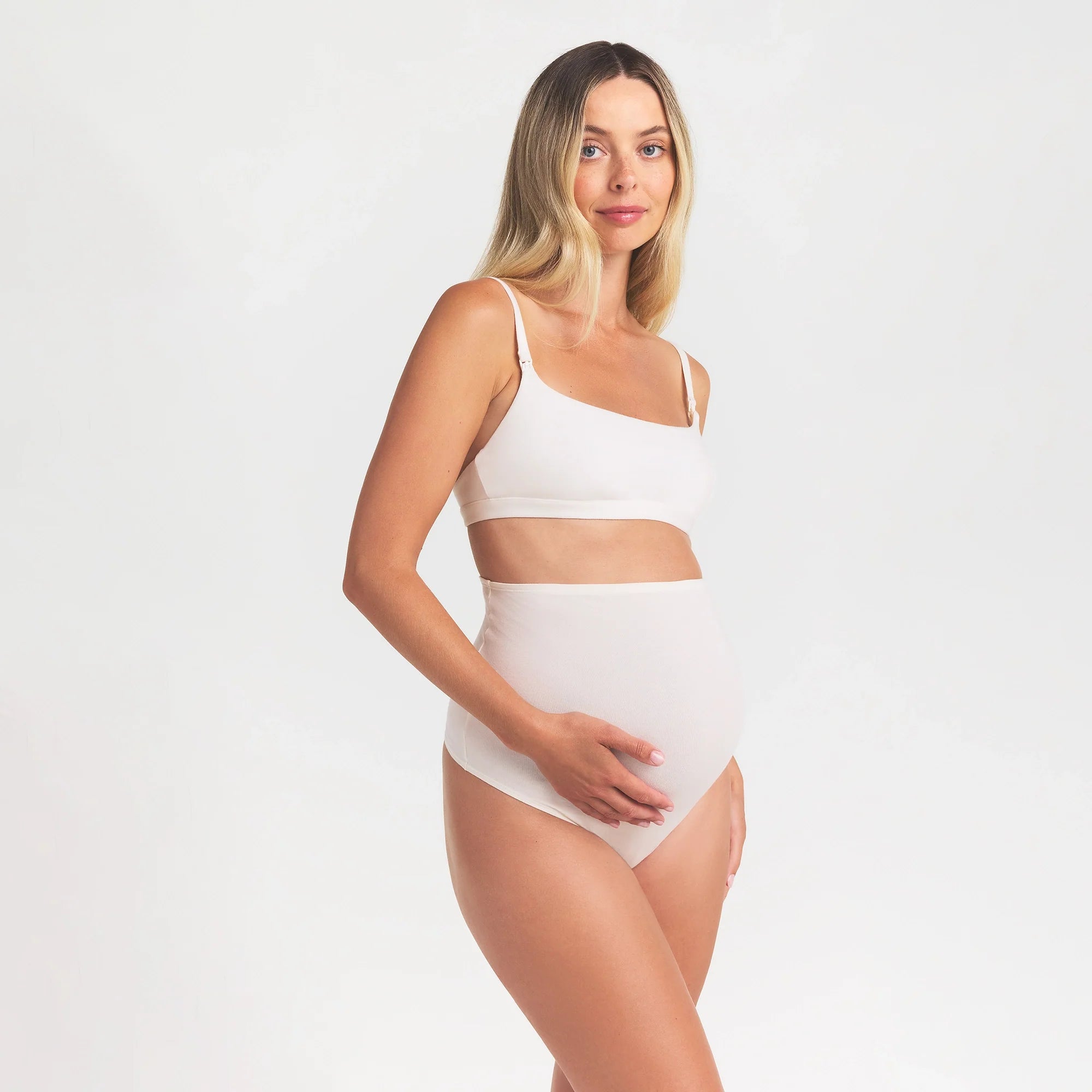 COTTON JERSEY MATERNITY NURSING SCOOP BRALETTE | MARBLE