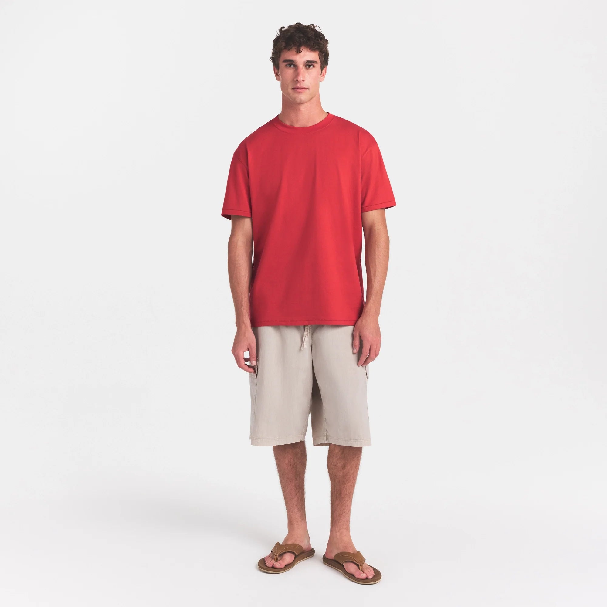 HEAVYWEIGHT COTTON MENS RELAXED T-SHIRT | WASHED RED