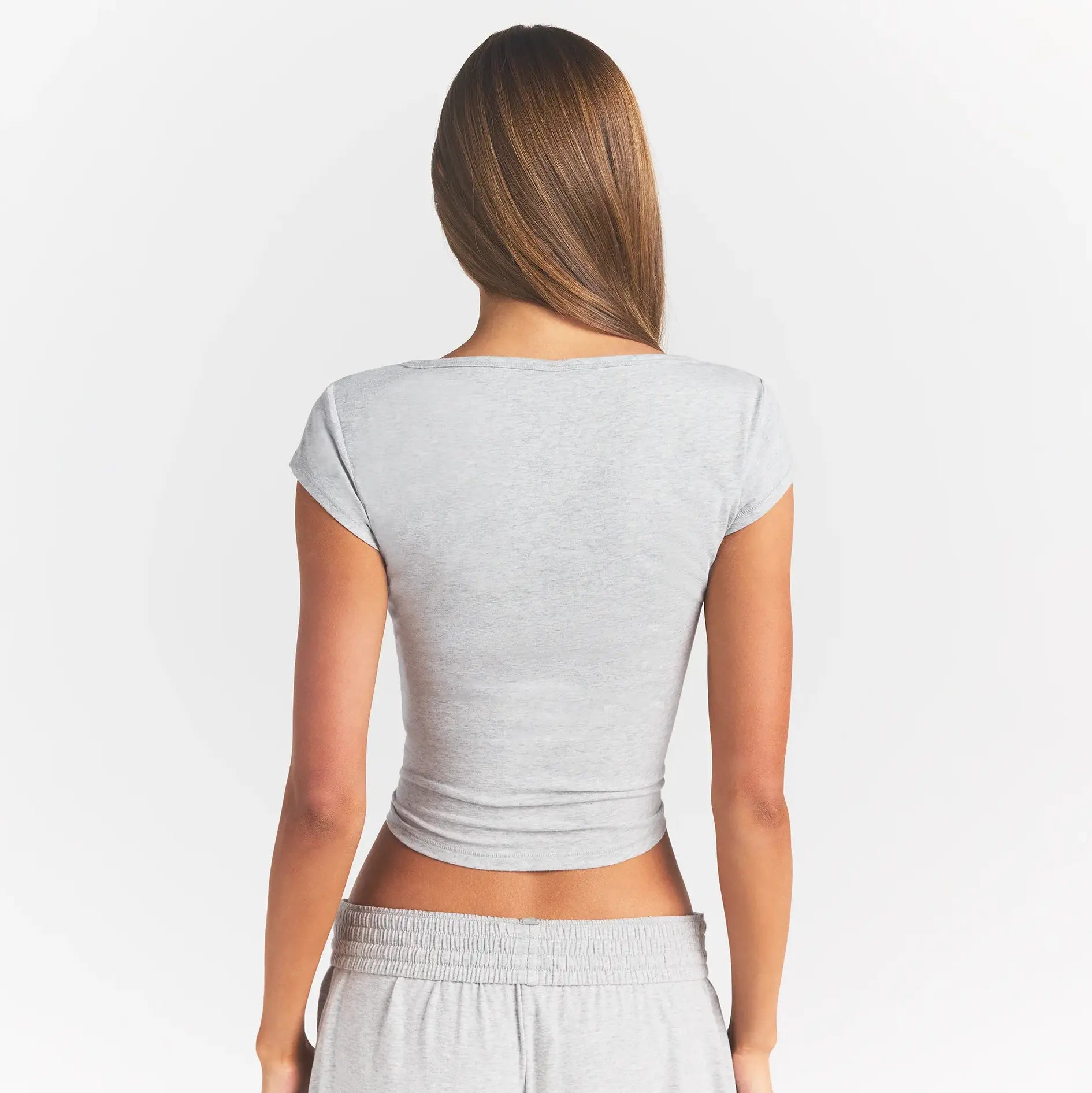 COTTON JERSEY SCOOP NECK T-SHIRT | LIGHT HEATHER GREY