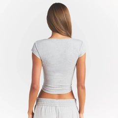 COTTON JERSEY SCOOP NECK T-SHIRT | LIGHT HEATHER GREY